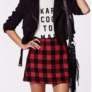 Black/Red Check A-Line Mini Skirt, Sz. 6
